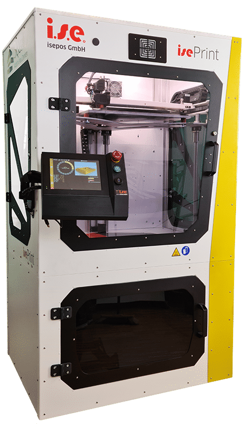 3D-Druck für die Industrie. Der isePrint FDM 3D-Drucker vor weißem Hintergrund.